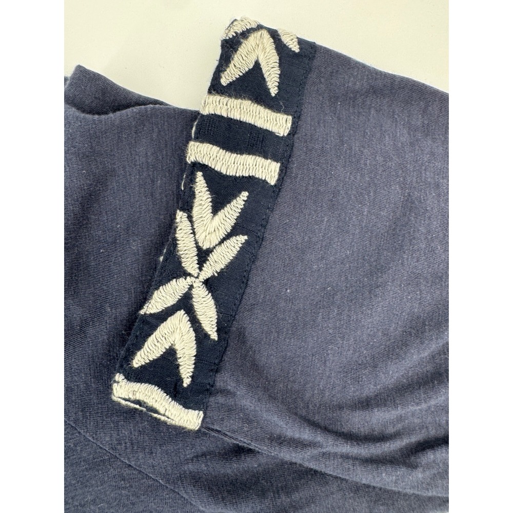 NWT Lucky Brand Embroidered Peasant Top Women L Navy Blue L/S Boho Blouse - Picture 6 of 16